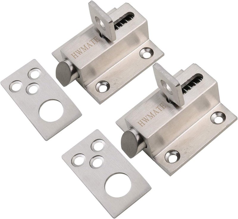 HWMATE Stainless Steel Security Automatic Gate Door Lock Spring Load Bolt Latch 2 Pack - Image 1